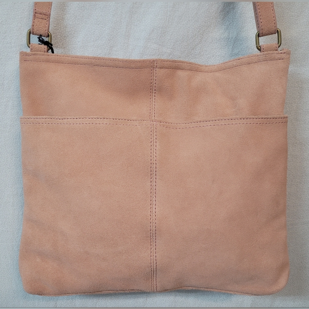 New W/o Tags MARGOT Purse Elegant Ballet Pink Suede Leather Crossbody Bag Boho - Picture 6 of 13